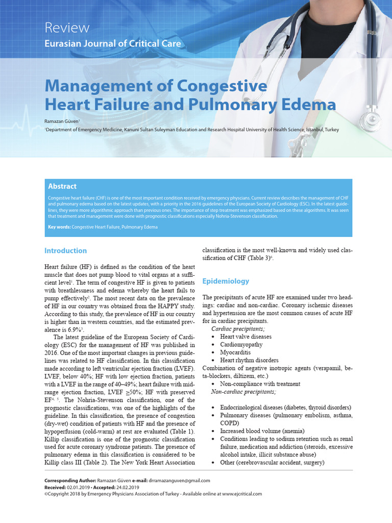 Management of Congestive Heart Failure and Pulmonary Edema (#506689 ...