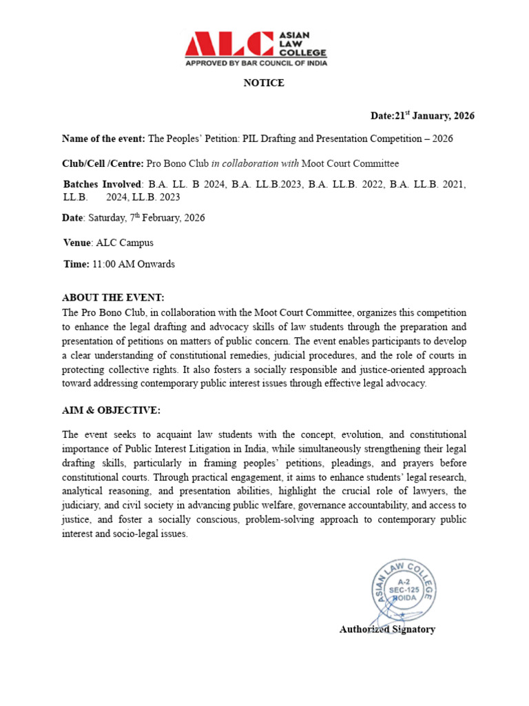 Notice - PIL Drafting .Docx | PDF