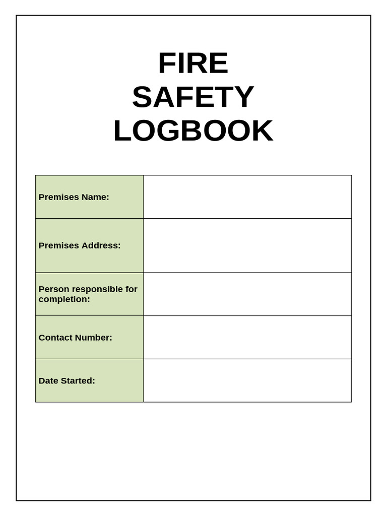 Fire Safety Log Book Template | PDF | Fire Safety | Emergency Evacuation