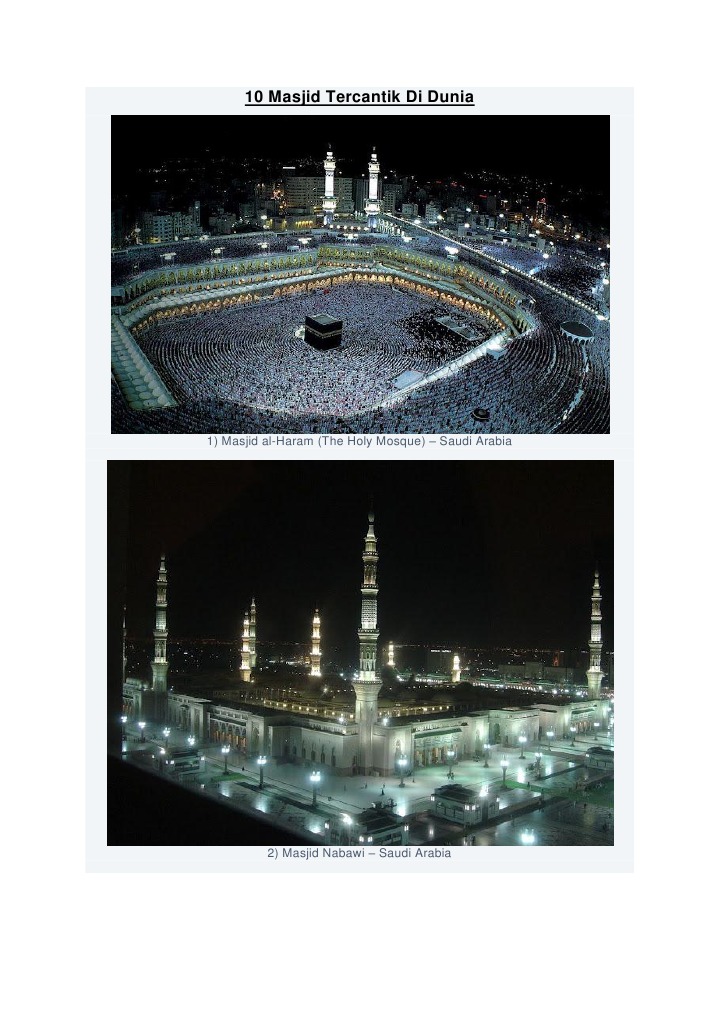 10 Masjid Tercantik Di Dunia