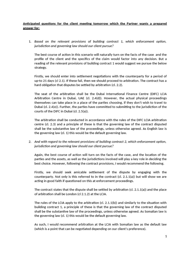 Model Long-Form Answers - Task 4 | PDF | Arbitration | Jurisdiction