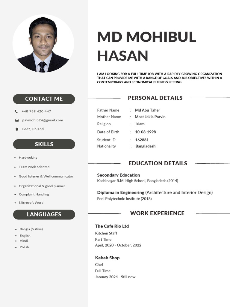 MD Mohibul Hasan CV | PDF