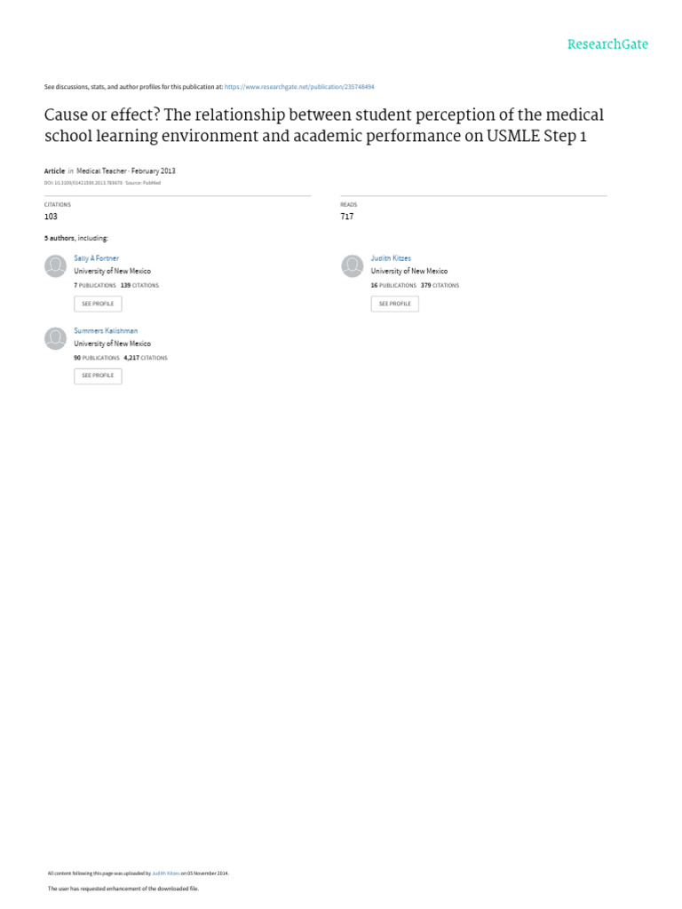 Cause or Effect? The Relationship Between Student Perception of The ...