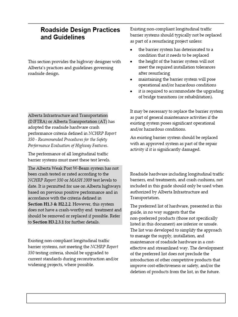 Roadside Design Practices and Guidelines: H2.1 Introduction | PDF ...
