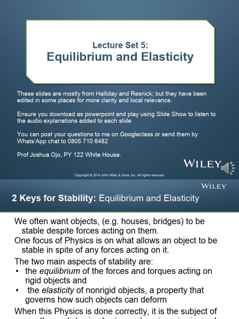 Equilibrium and Elasticity 1 | PDF | Force | Angular Momentum