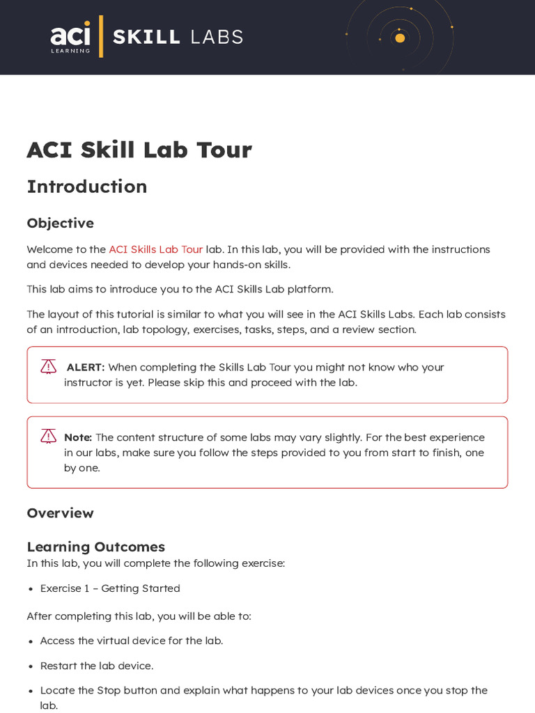 Lab Instructions Aci Skill Lab Tour | PDF | Window (Computing) | Menu ...