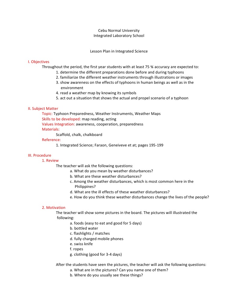 Lesson Plan in Integrated Science PDF Lesson Plan Epistemology