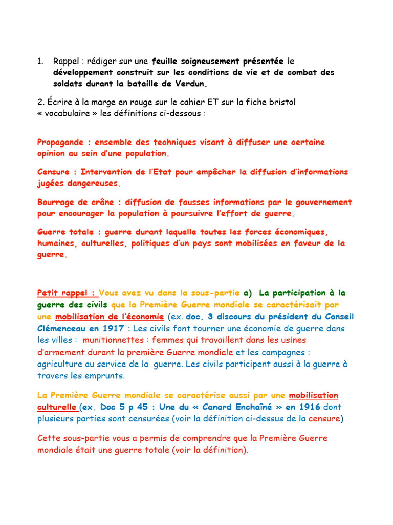 Consignes Travaux 3ee | PDF | Première guerre mondiale | Génocides