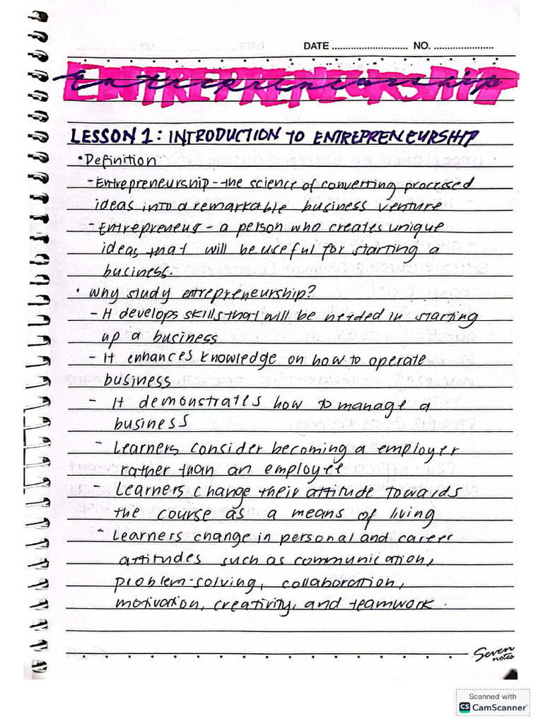 Entrepreneurship Notes | PDF