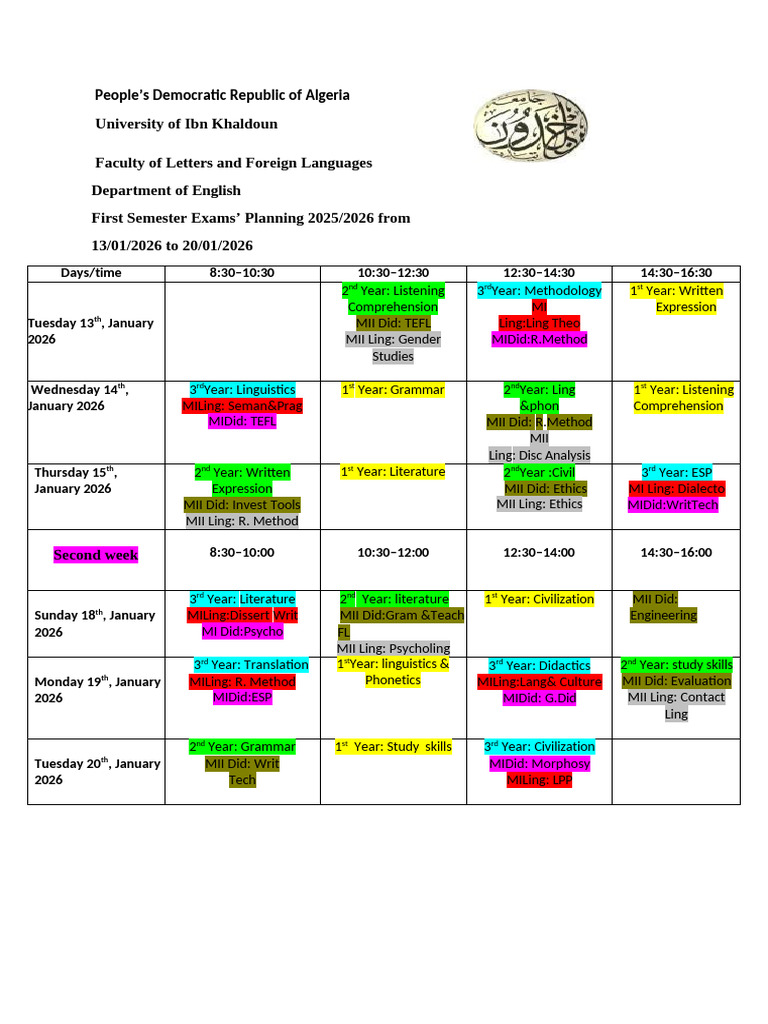 First Semester Exams 2026 | PDF | Communication | Human Communication