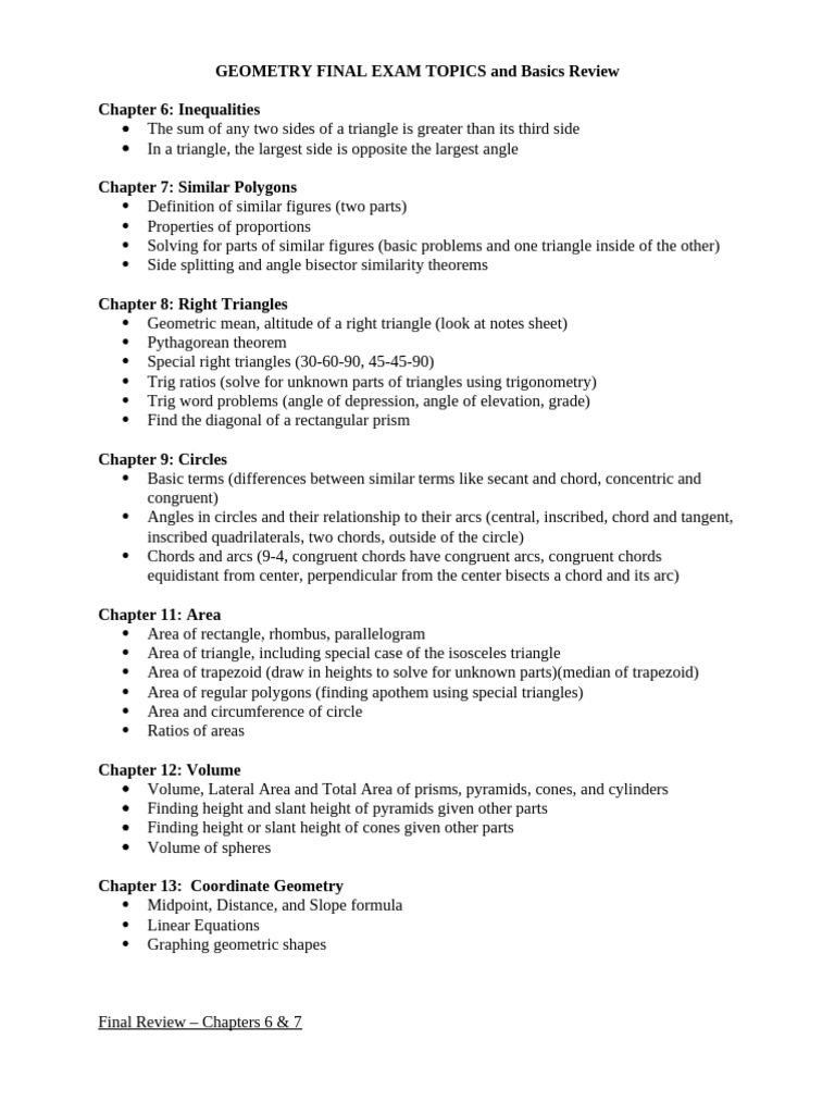 Geo Final Review Packet | PDF | Area | Triangle