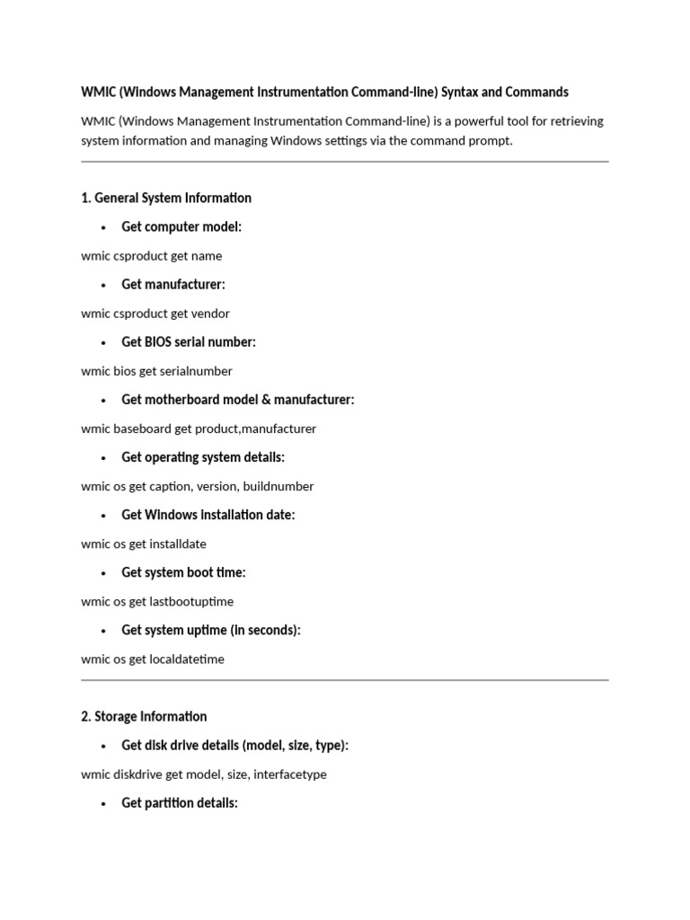 Wmic All Syntax | PDF