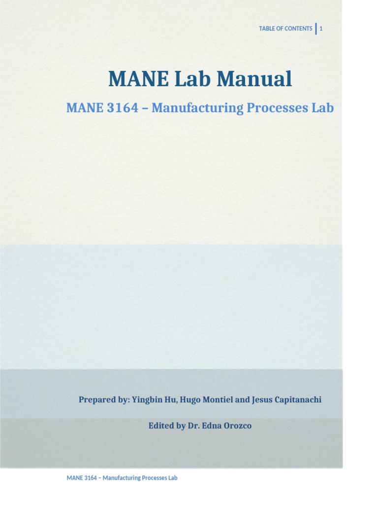 MANE Lab Manual Fall 2024 | PDF | Sintering | Mechanical Engineering