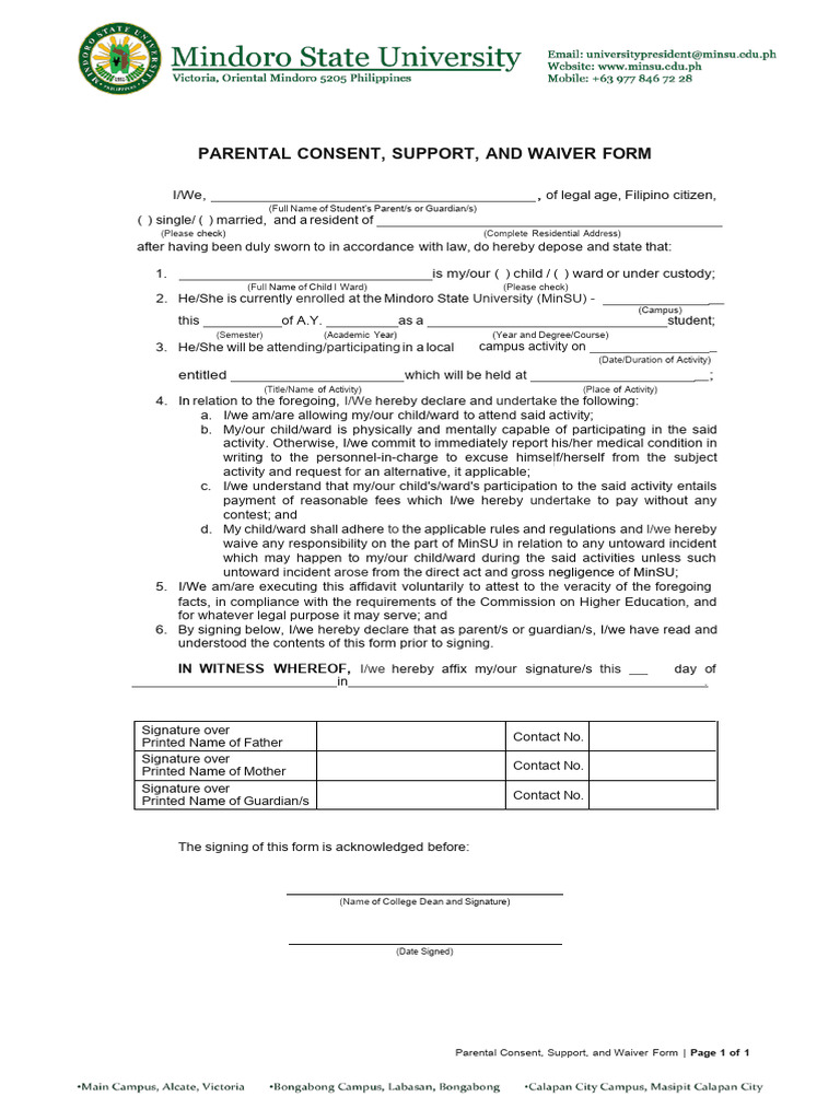 In Campus Waiver for Weekdays Night Stay in Campus Weekend | PDF ...