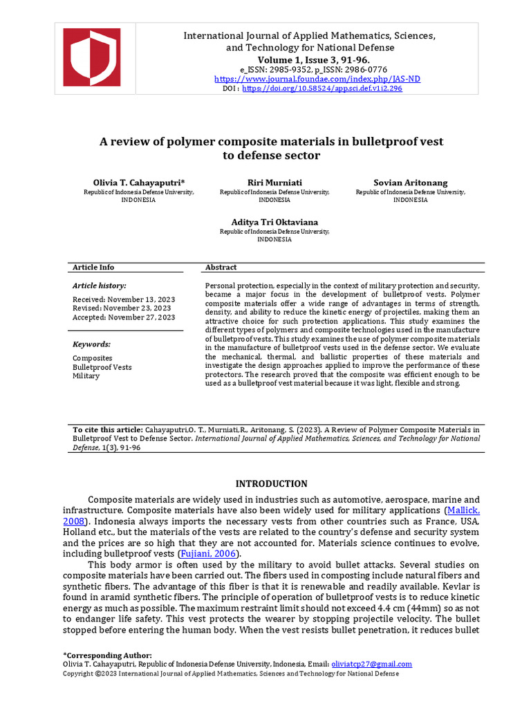 A Review of Polymer Composite Materials in Bulletp | PDF | Composite ...