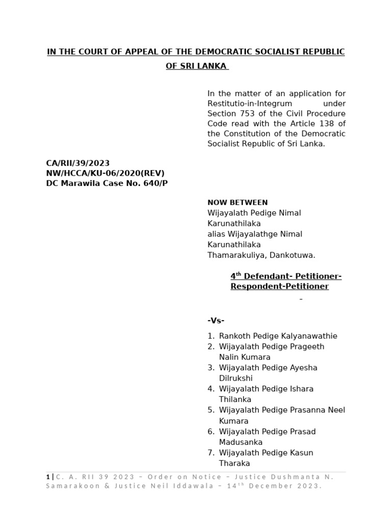 RII 39 2023 Order on Notice | PDF | Legal Procedure | Separation Of Powers