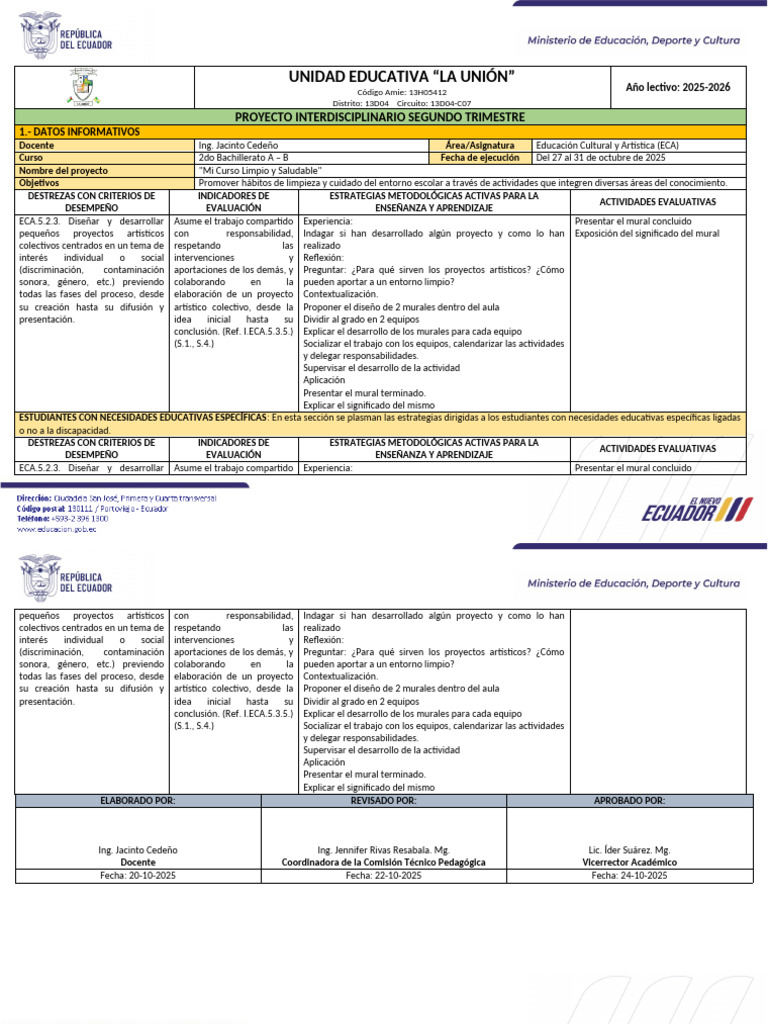 Proyecto Interd Trimestre 2 Eca | PDF | Enseñando | Maestros