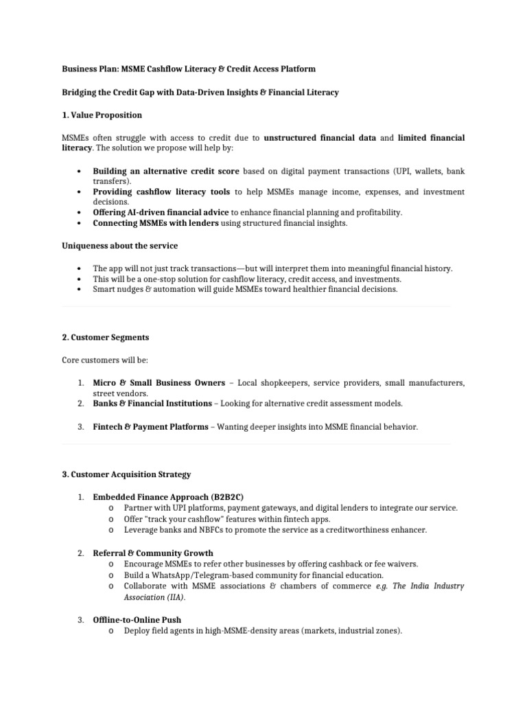 Business Plan - Credit Based | PDF | Financial Technology | Finance ...