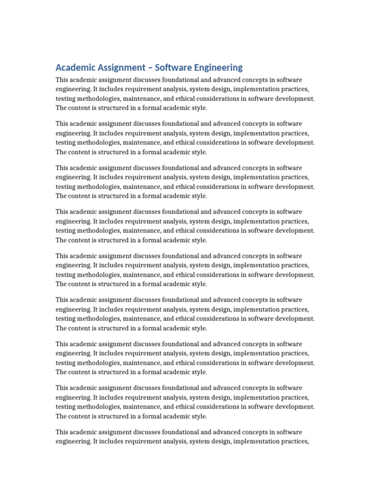 Academic Assignment Software Engineering | PDF | Software Development ...