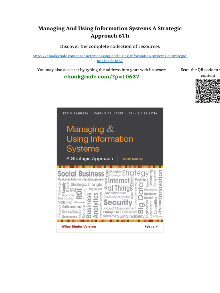 Managing And Using Information Systems A Strategic Approach 6th sample ...