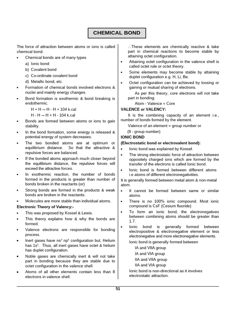 03.chemical Bond | PDF | Chemical Bond | Ion