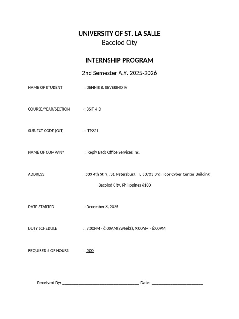 Internship Program Cover | PDF