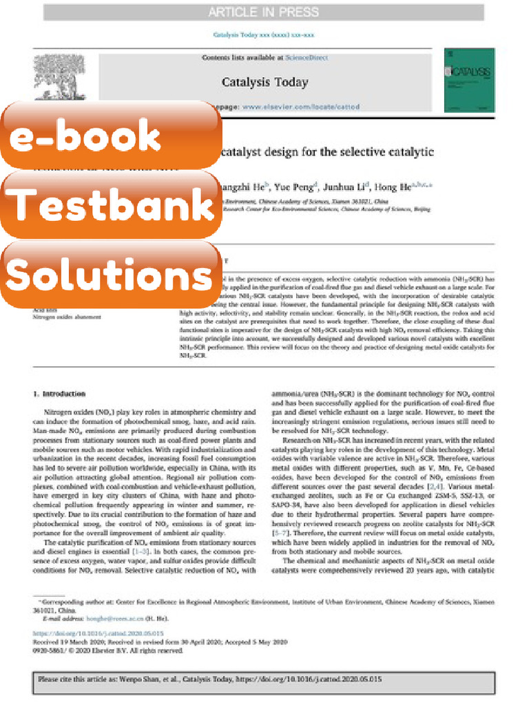 eBook & Testbank Theory and Practice of Metal Oxide Catalyst Design for ...