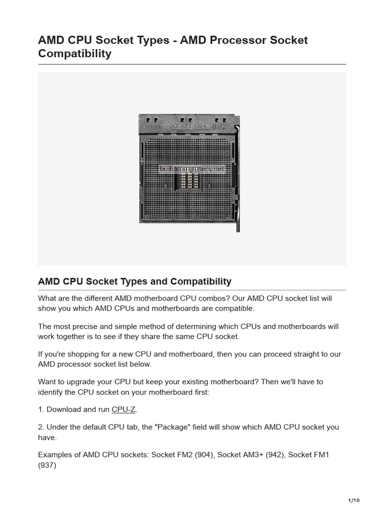 AMD CPU Socket Types - AMD Processor Socket Compatibility | PDF | X86 ...