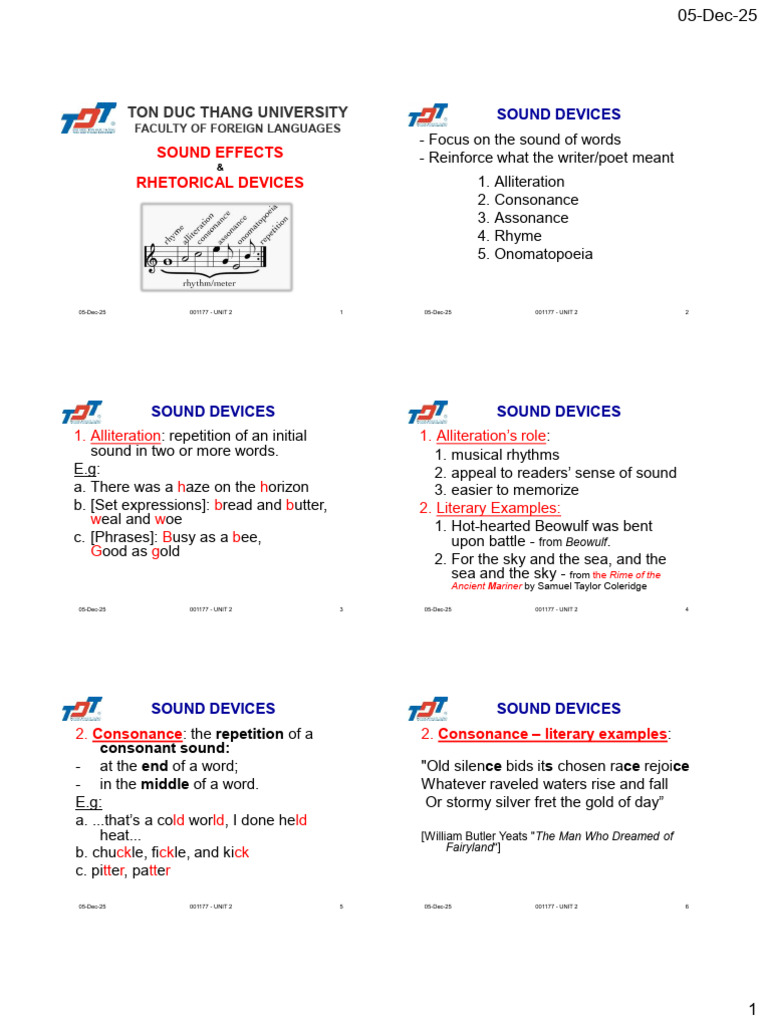 DAY 4 - Chapter 2 - Sound Devices | PDF | Stress (Linguistics) | Rhyme