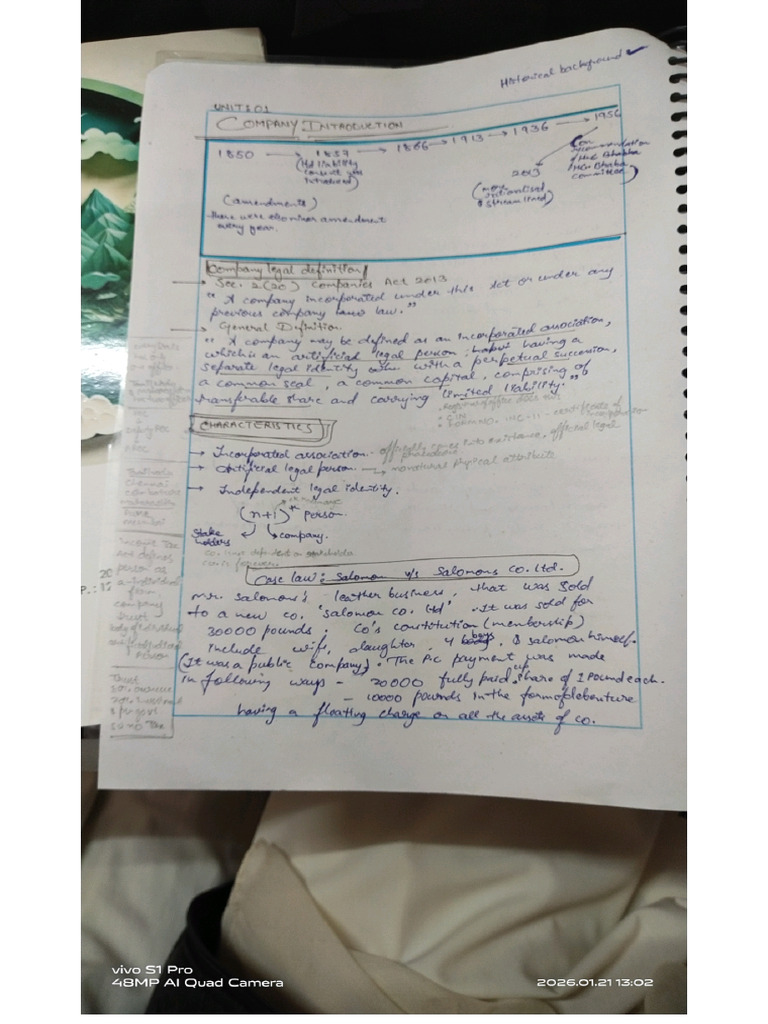 Company Law Handwritten Notes For College Students | PDF