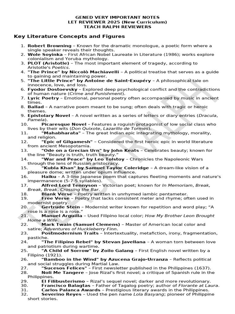 Gened Very Important Notes 1 | PDF | Existentialism | Poetry