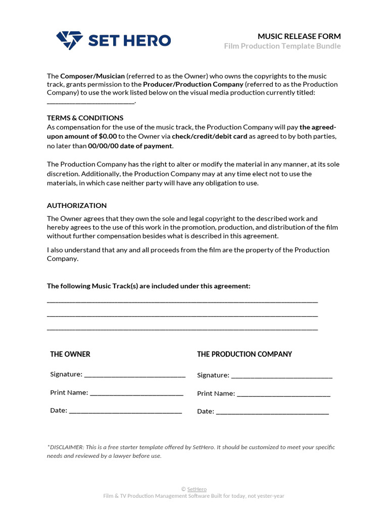 P14 Music Release Form | PDF
