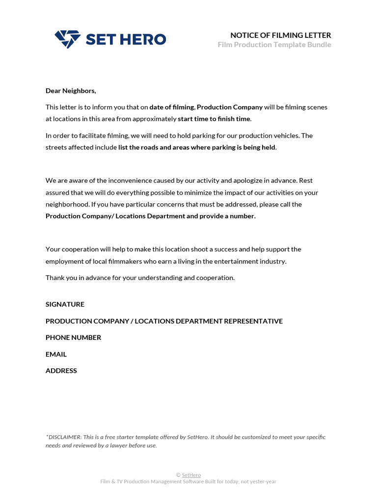 P13 Notice of Filming Letter | PDF