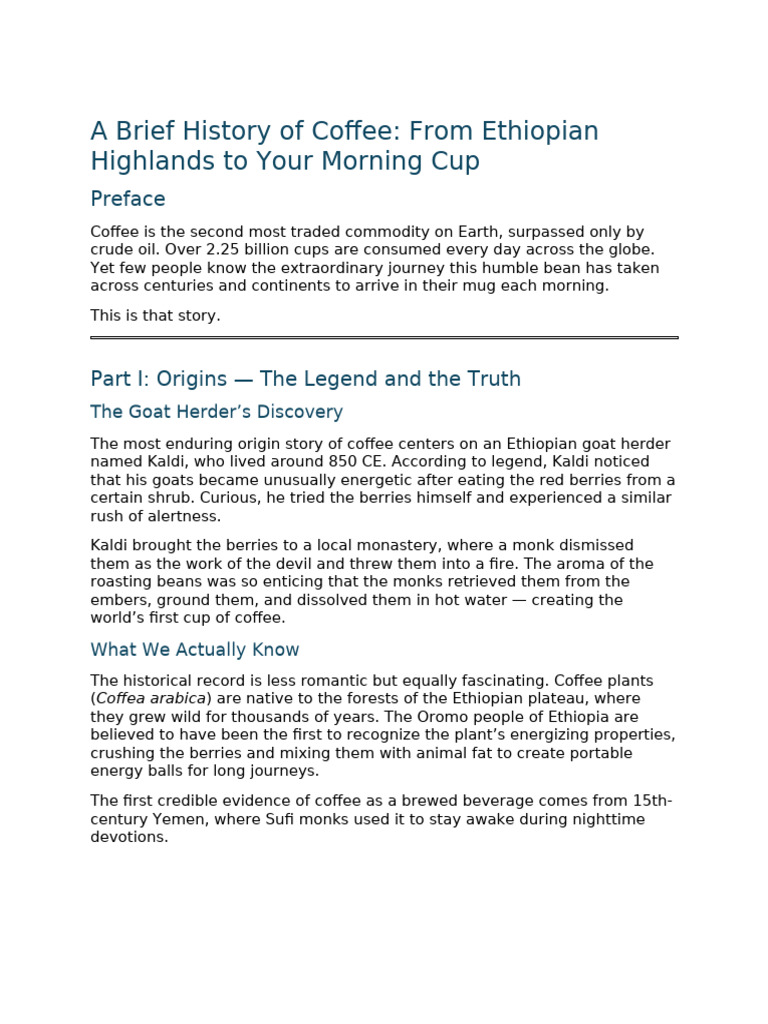 A Brief History of Coffee | PDF | Coffee | Coffeehouse
