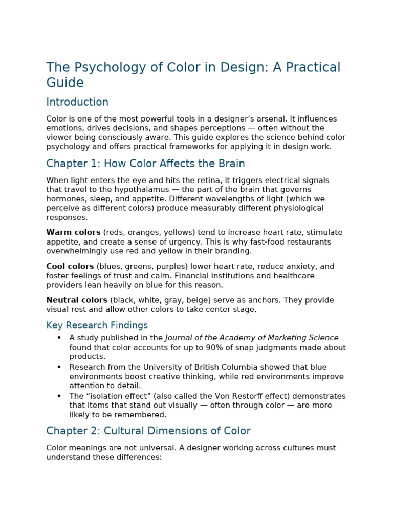 The Psychology of Color in Design | PDF | Color | Perception