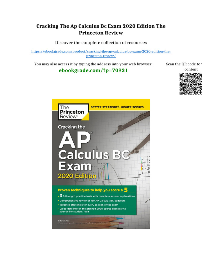 Cracking the AP Calculus BC Exam 2020 Edition The Princeton Review No ...