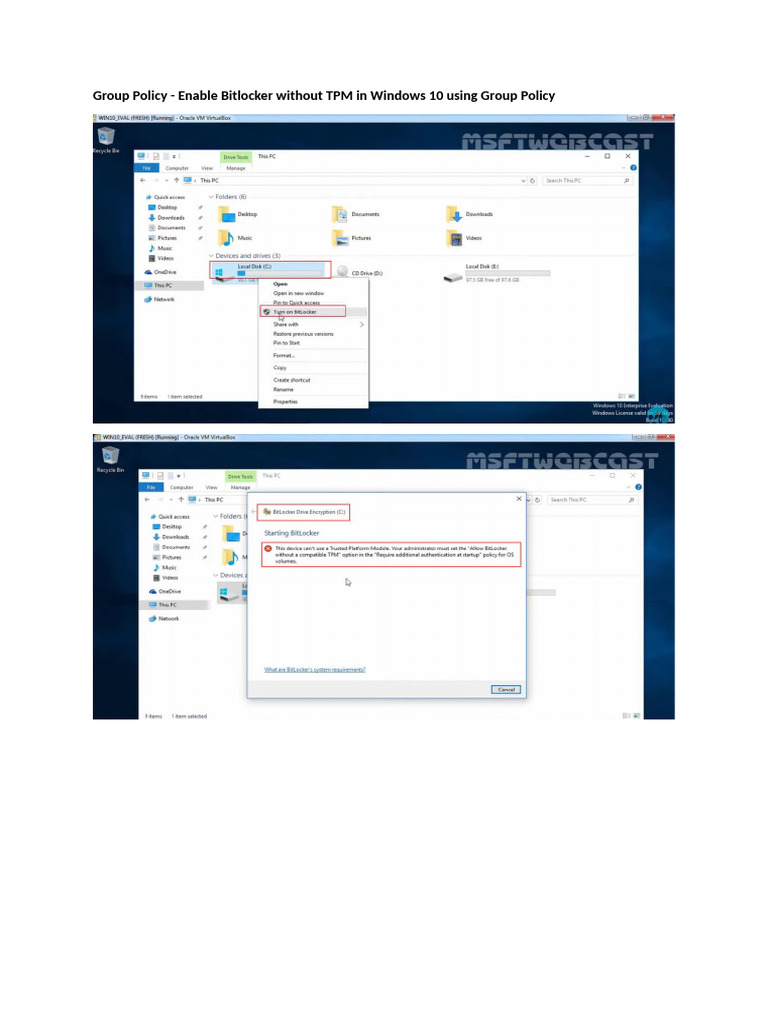 Group Policy - Enable Bitlocker Without TPM in Windows 10 Using Group ...