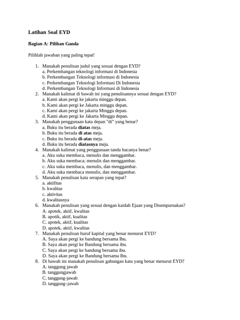 Latihan Soal EYD.2025 | PDF