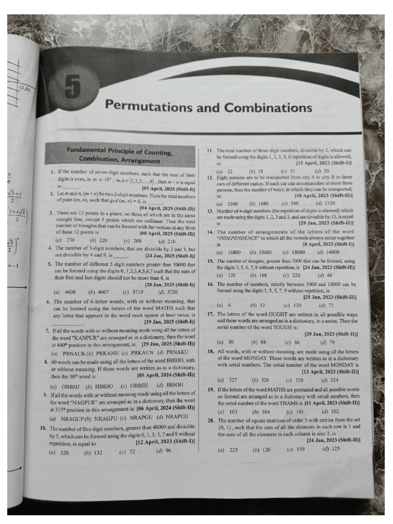 5) Permutations and Combination | PDF