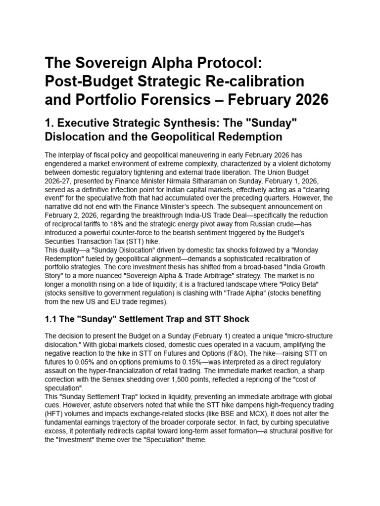 Union Budget 2026 Investment Analysis | PDF | Economic Bubble | High ...