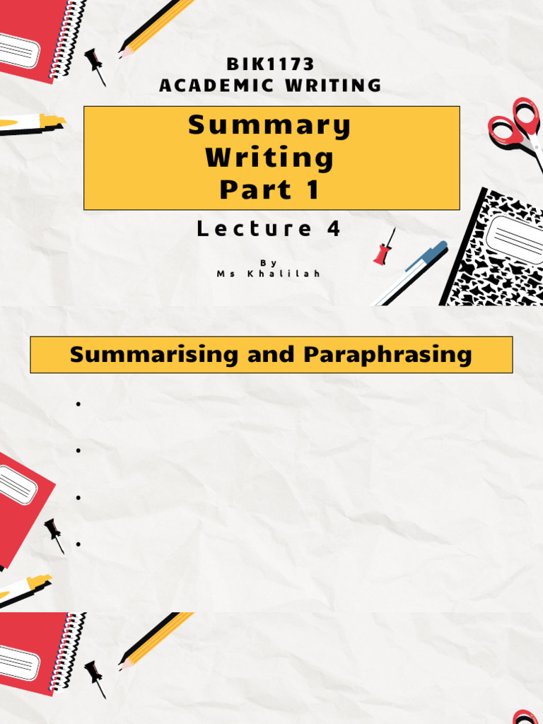 04 Summary Writing Part 1 | PDF | Part Of Speech | Adverb