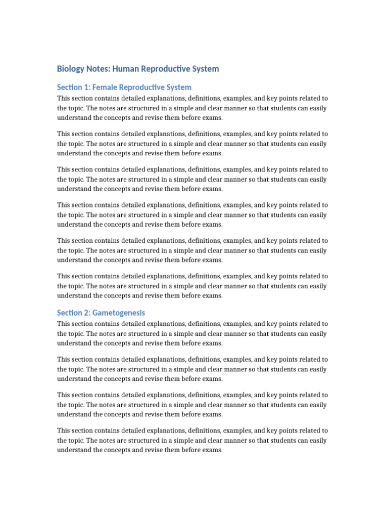 Biology Reproductive System Notes | PDF | Biology