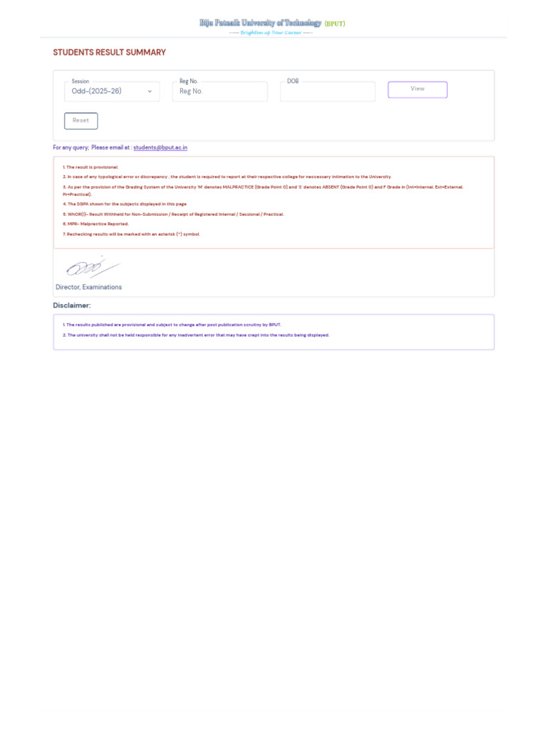 Bput Exams - Results | PDF