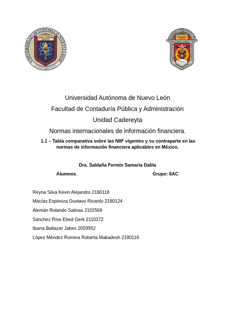 Ev1.1 NIIF | PDF | normas internacionales de INFORMACION FINANCIERA ...