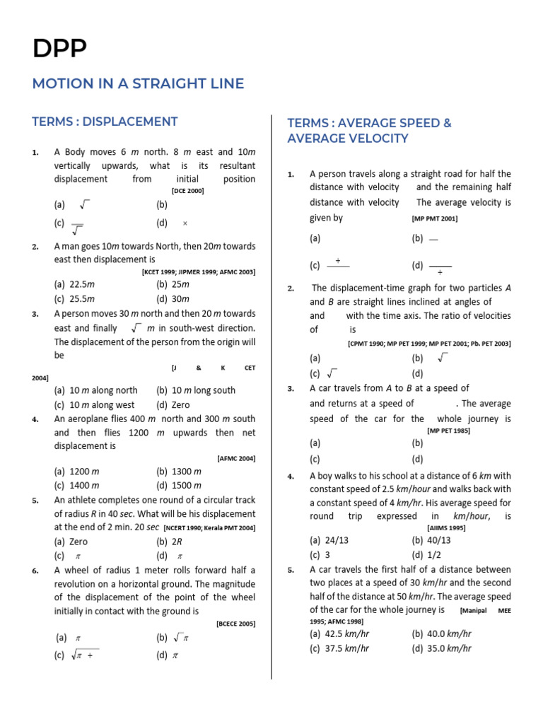 Motion in A Straight Line | PDF | Acceleration | Velocity