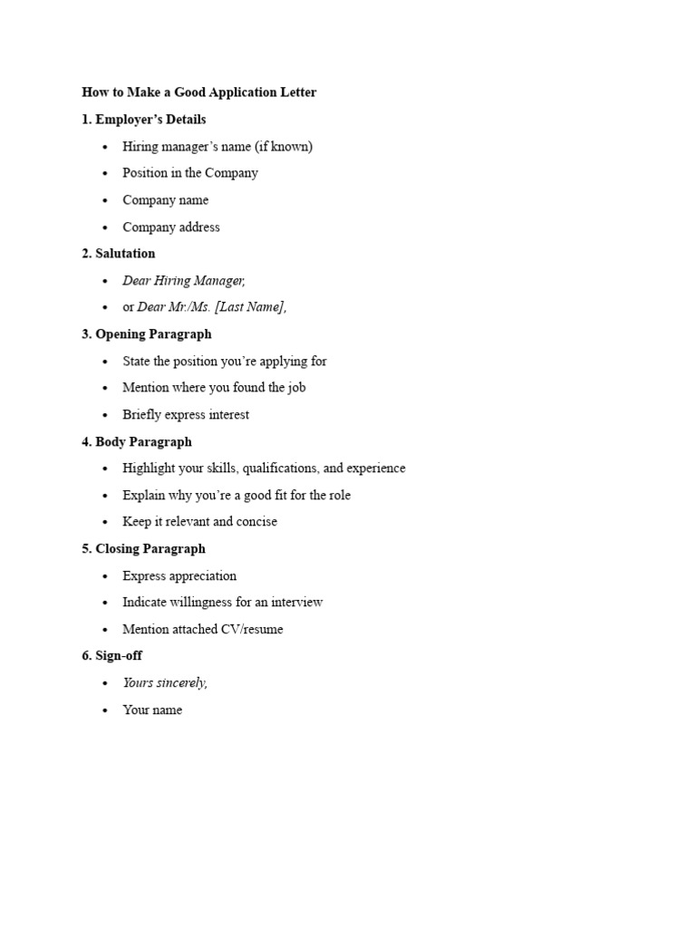 How To Make A Good Application Letter | PDF