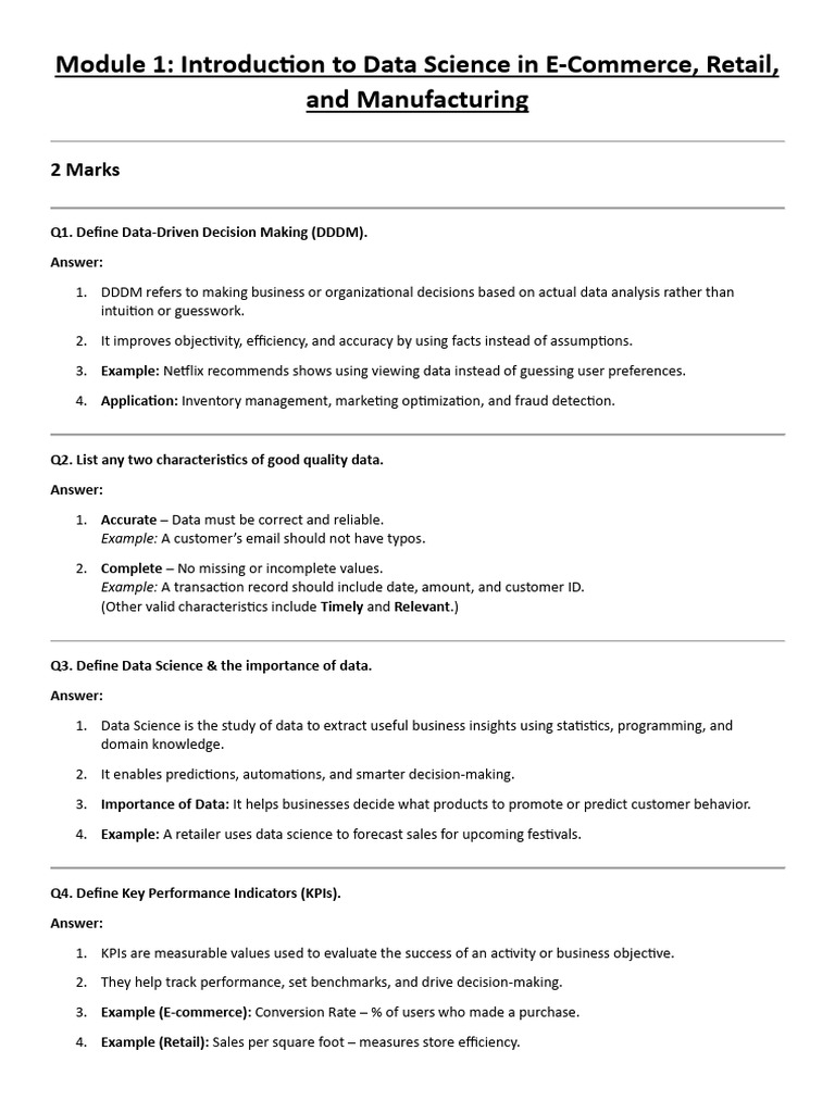 DSMRE Module 1 Notes | PDF | Data | E Commerce