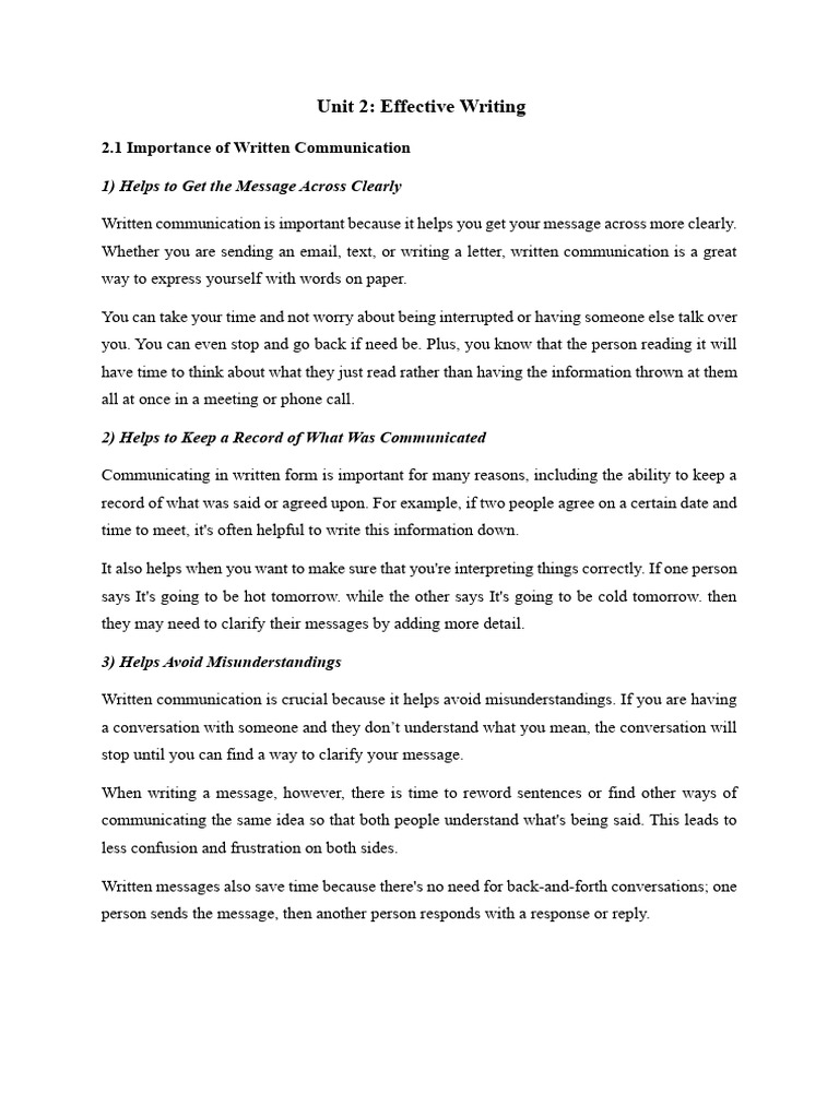 Unit 2 - Effective Writing Skills Final | PDF | Communication | Narrative