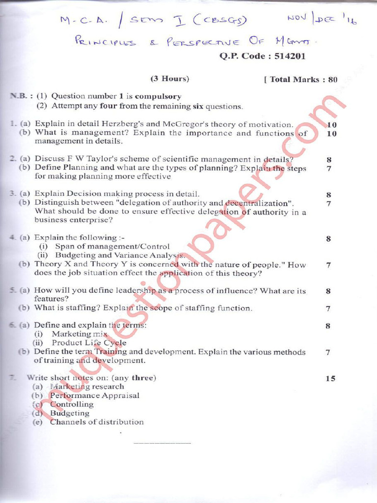 Mca Sem1 Ppom-Cbsgs Dec16 | PDF