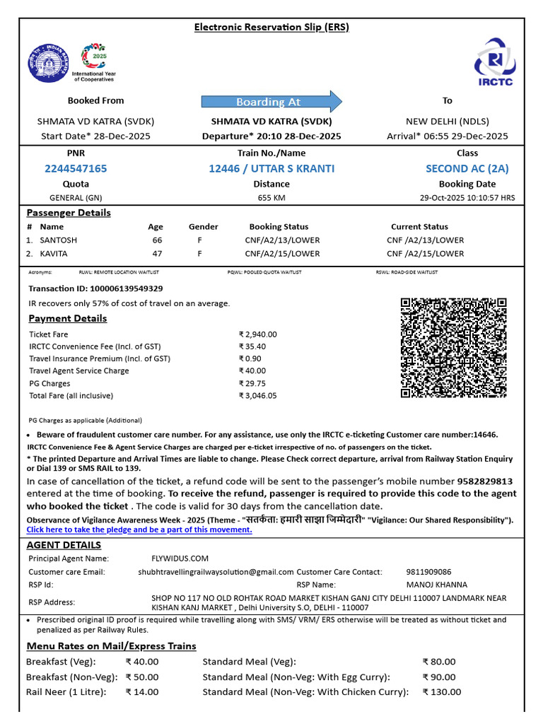 SVDK To Ndls Ticket 28 Dec | PDF